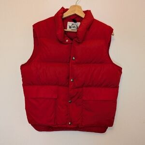Vintage Woolrich Quilted Insulated Goose Down Red Vest Men’s Size M Snap Button